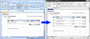 Template 2 and generated ODS document